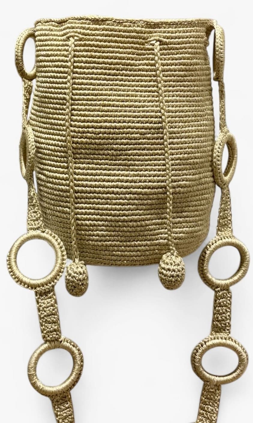 8 Dos hebras brillante colgadera de ruedas beige